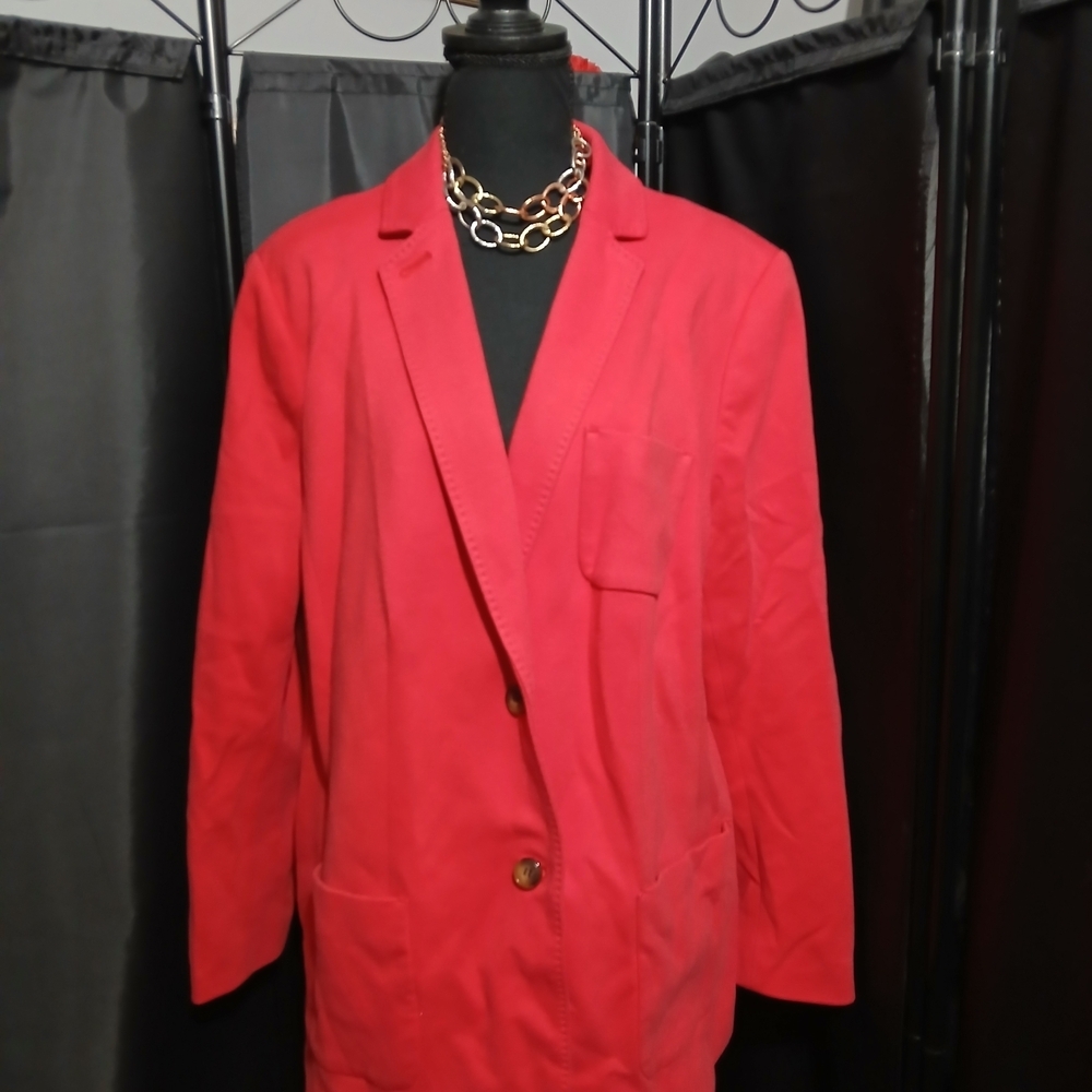 Talbots Aberdeen Button Up Vibrant Red Blazer Women's Size 2X Pockets